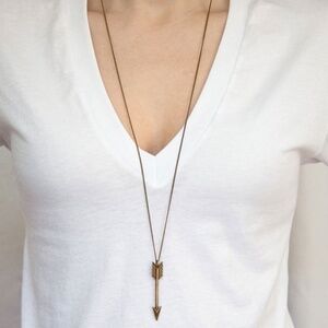 *EMERALD* Bronze Arrow Pendant Fashion Necklace